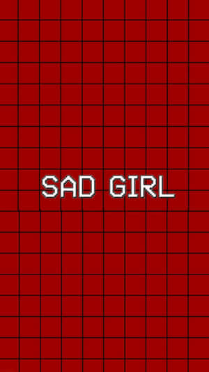 Red Cute Aesthetic Sad Girl Grid Wallpaper