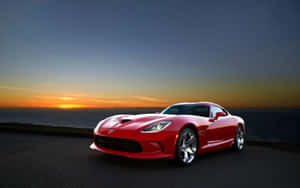 Red Dodge Viper Sunset Wallpaper