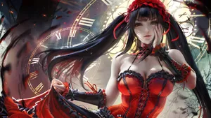 Red Dress Girl Edgy Pfp Wallpaper