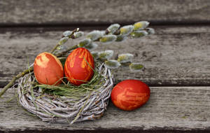 Red Easter Eggs In A Nest Wallpaper