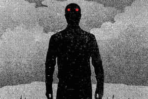 Red Eyed Silhouettein Grainy Monochrome Wallpaper