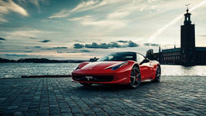 Red Ferrari Blazing Fast Wallpaper