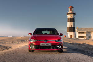 Red Golf Gti Mk8 On Beach Wallpaper