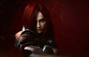 Red Haired Warrior Katarina Fantasy Artwork Wallpaper