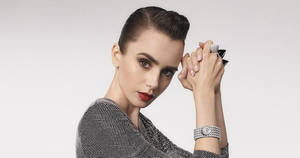 Red Lipstick Silver Cartier Watch Wallpaper