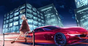 Red Mazda Anime Car Wallpaper