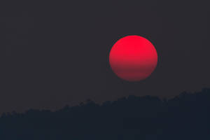 Red Moon Light Shining Through The Black Screen Wallpaper