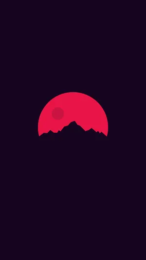 Red Moon Minimalist Android Wallpaper