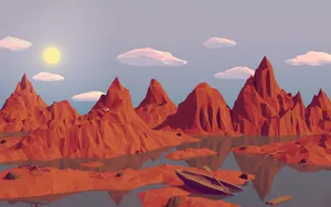 Red Mountains Low Poly Wallpaper