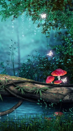 Red Mushrooms On Tree Nature Android Hd Wallpaper