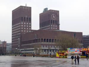 Red Oslo Building Wallpaper