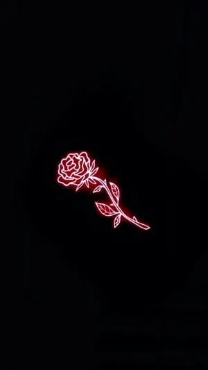 Red Rose Black Neon Aesthetic Wallpaper