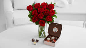 Red Rosesand Chocolates4 K Wallpaper