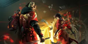 Red Samurai: Battle Ready In Free Fire Desktop Wallpaper