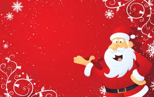 Red Santa Claus Christmas Cartoon Wallpaper