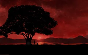 Red Sky Romantic Love Wallpaper