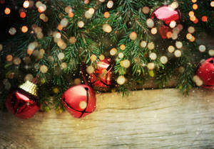 Red Sparkles Christmas Bells Wallpaper