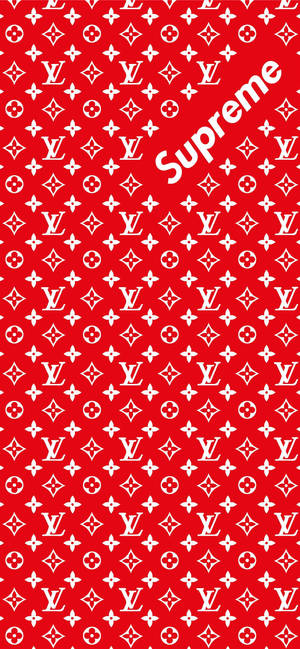 Red Supreme And Louis Vuitton Phone Wallpaper