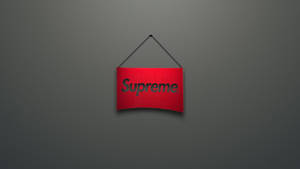 Red Supreme Logo On Gray Wallpaper
