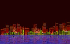 Red Tall Buildings 8 Bit Wallpaper