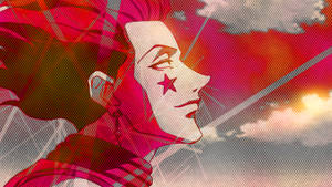 Red Themed Hisoka Side Face Wallpaper