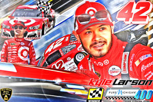 Red-themed Kyle Larson Collage Wallpaper