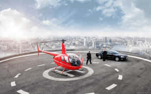 Red Utility Cool Helicopter Wallpaper