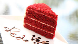 Red Velvet Cake Slice Wallpaper