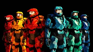 Red Vs Blue Characters Posing Seriously Wallpaper
