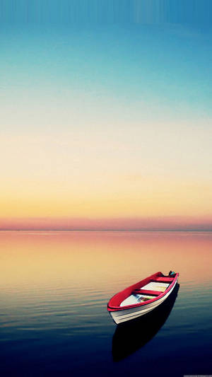 Red White Boat At Lake Portrait Wallpaper