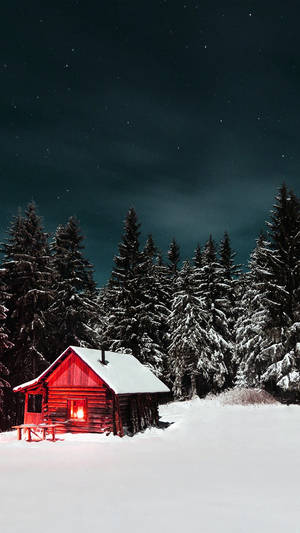 Red Winter House Portrait Wallpaper