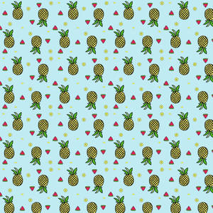 Refreshing Pineapple And Fruits Pattern Wallpaper