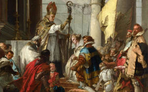 Regal Catholic Monarchs In Traditional Attire Wallpaper