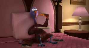 Reggie With Pizza From Free Birds Wallpaper