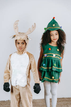 Reindeer Christmas Tree Costume Funny Christmas Wallpaper