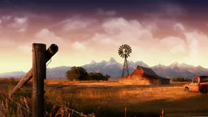 Relax And Unwind In The Comfort Of A Farmhouse Desk Wallpaper