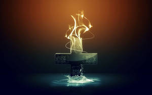 Religious Flaming Cross Wallpaper