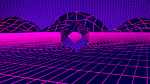 Relive The Past With This Avant-garde 3d Retrowave Cube! Wallpaper