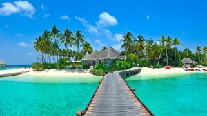 Resort Beach Bridge Island Wallpaper