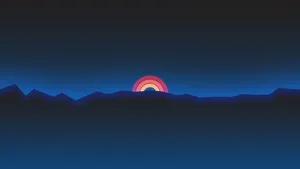 Retro 4k Rainbow Blue Landscape Wallpaper