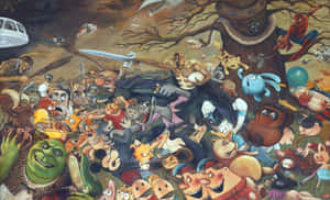 Retro Cartoon Mashup Painting Wallpaper
