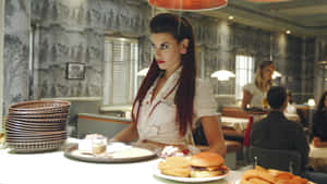 Retro Diner Server Scene Wallpaper