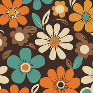 Retro Floral Pattern70s Style Wallpaper