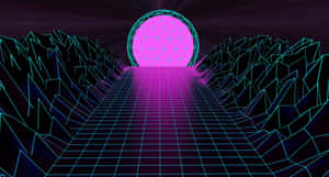 Retro Futurism Pink Sun Path Wallpaper