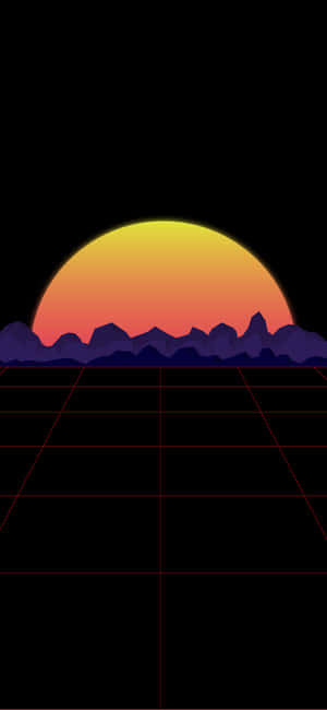 Retro Futurism Sunset Black Mobile Wallpaper