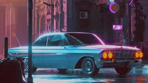 Retro Futuristic Carin Neon Lit Street Wallpaper