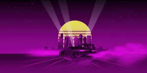 Retro Futuristic Sunset Cityscape Wallpaper