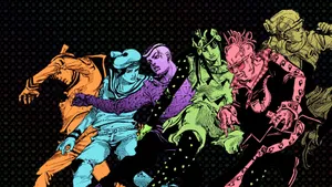 Retro-style Artwork Of Jojo's Bizarre Adventure Wallpaper