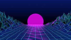 Retro Vaporwave Violet Moon Wallpaper