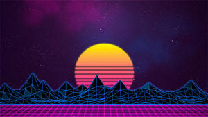 Retrowave Futuristic Sun Landscape 4k Wallpaper